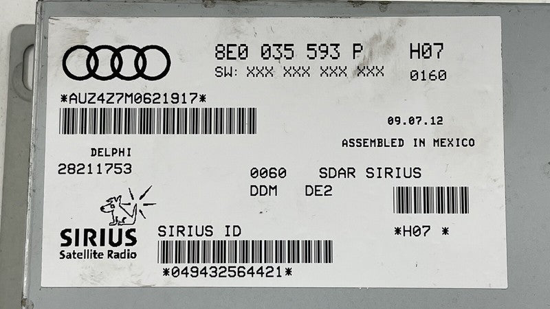 8E0.035.593.P / 8E0 035 593 P / 8E0035593P 08-15 AUDI R8 SPYDER SIRIUS SATELLITE RADIO CONTROL MODULE 8E0 035 593 P OEM