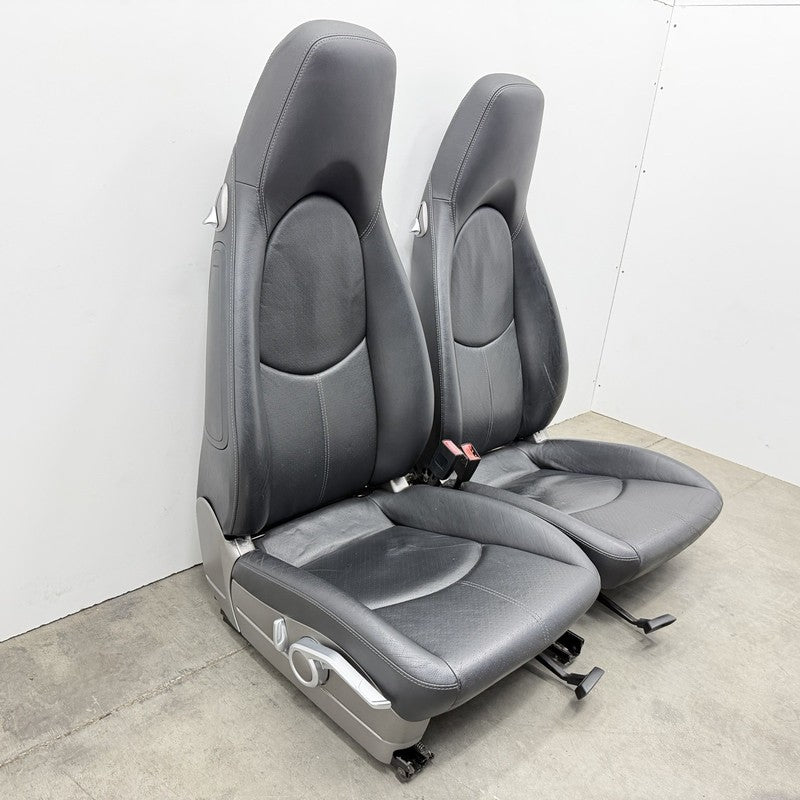 05-08 Porsche 911 997 Boxster Cayman 987 Front Seat Pair Black Leather OEM