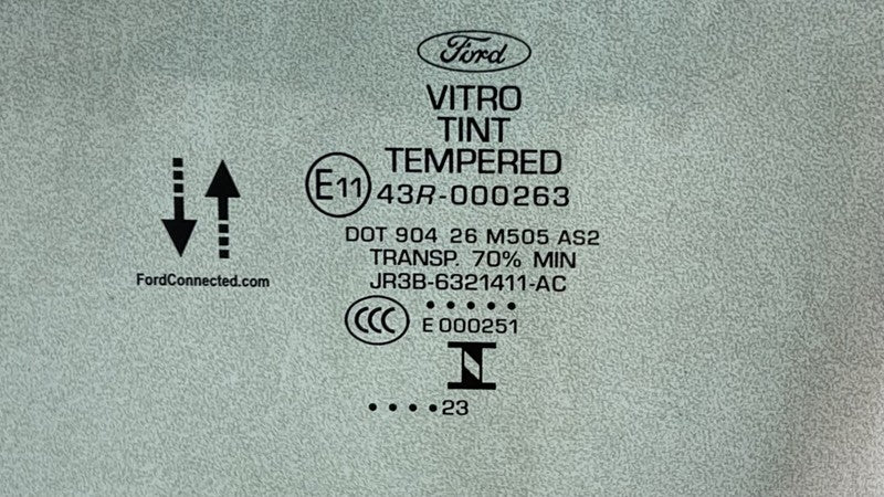 43R-000263 / 43R 000263 / 43R000263 24-25 FORD MUSTANG GT DARK HORSE LEFT DOOR GLASS WINDOW JR3B-6321411-AC OEM