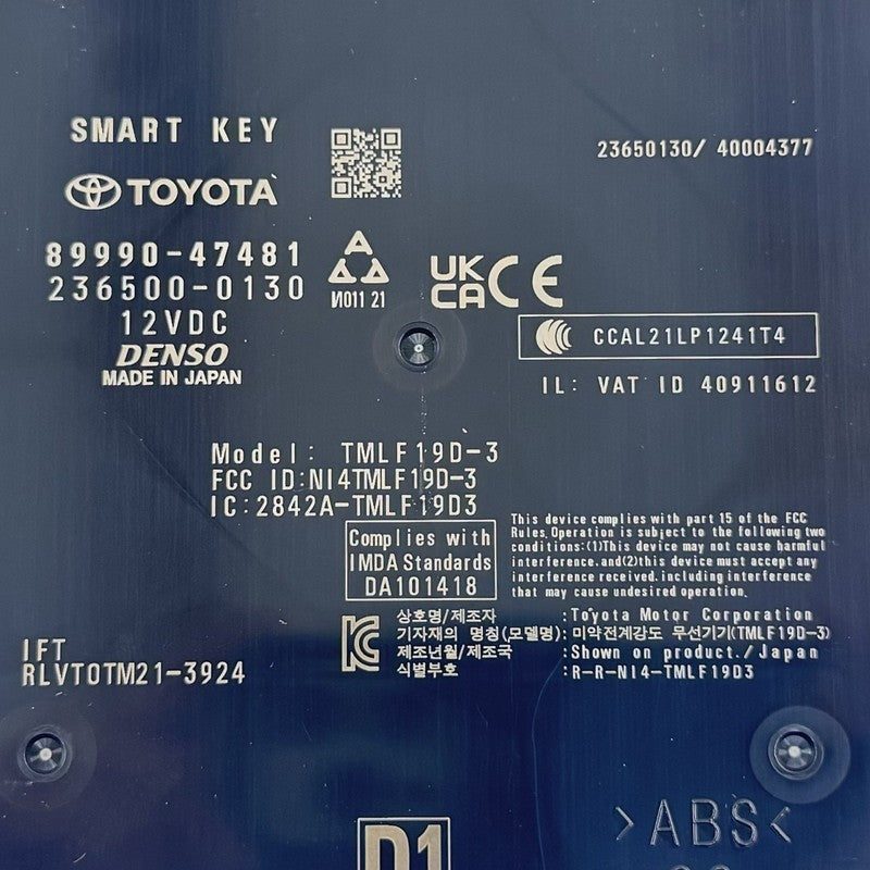 89990-47481 / 89990 47481 / 8999047481 23-25 TOYOTA PRIUS KEYLESS ENTRY SMART KEY CONTROL MODULE 89990-47481 OEM