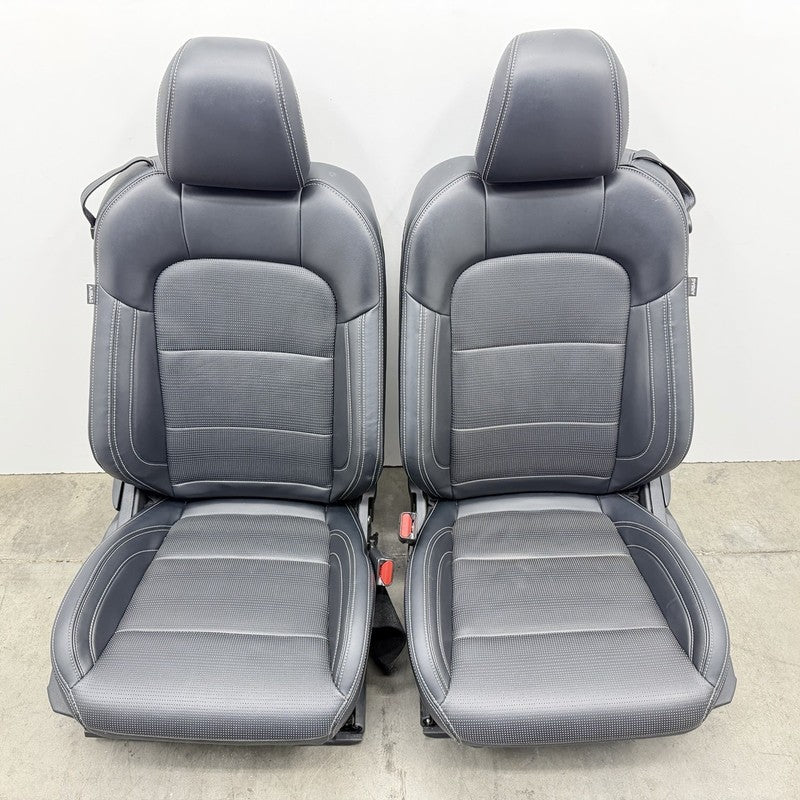 24-26 Ford Mustang GT Premium Front Seat Pair Leather Black W/ White Stitch OEM