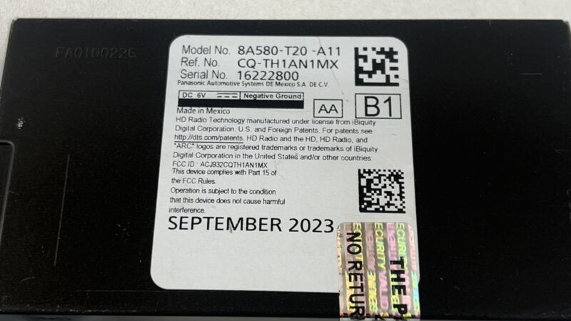 8A580-T20-A11 / 8A580 T20 A11 / 8A580T20A11 24-25 ACURA INTEGRA TYPE S RADIO AUDIO TUNER CONTROL MODULE 8A580-T20-A11 OE