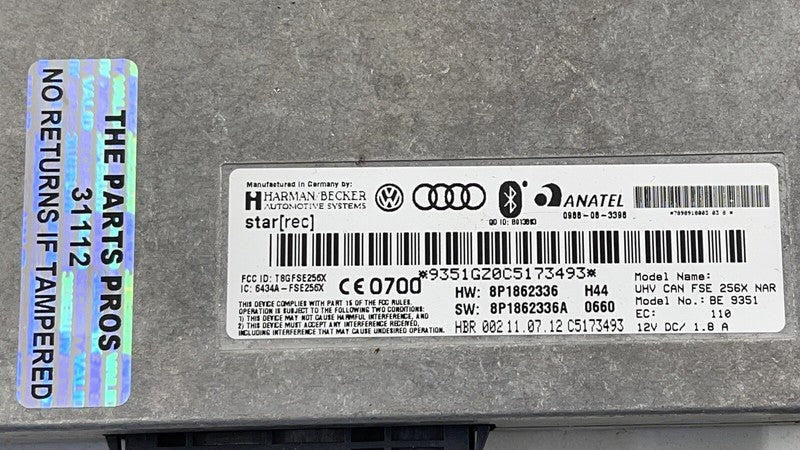 8P1 862 336 A / 8P1862336A 08-15 AUDI R8 SPYDER NAVIGATION RADIO TELEPHONE INTERFACE CONTROL MODULE OEM