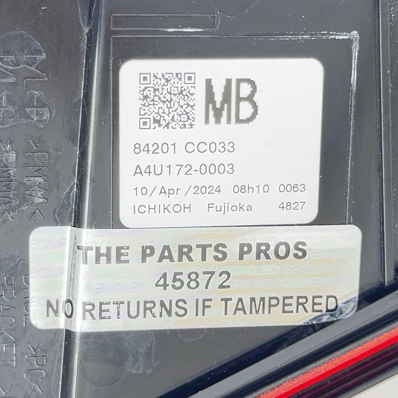 84201-CC031 / 84201 CC031 / 84201CC031 22-25 TOYOTA GR86 DRIVER LEFT REAR TAILLIGHT TAIL LIGHT LAMP 84201CC031 OEM