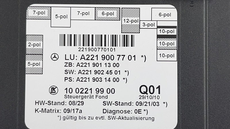 2219011300 / A2219011300 / A 221 901 13 00 1300 07-13 MERCEDES BENZ S550 W221 LEFT OR RIGHT REAR DOOR CONTROL MODULE OEM