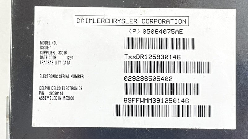56046029AE 08-10 DODGE RAM SIRUIS SATELLITE RADIO RECEIVER CONTROL MODULE 05064075AE OEM