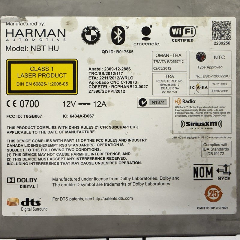 6512932731901 BMW F10 Navigation NBT HU Harman Radio Head Unit HB B073 CD Player HW 2.1 OEM