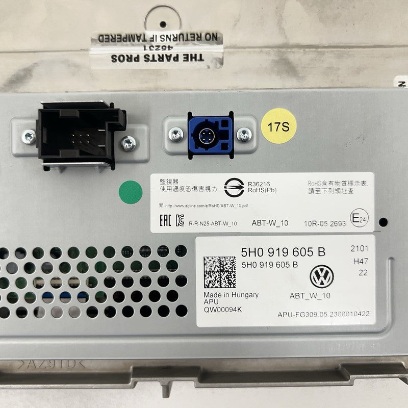 5H0-919-605-B / 5H0 919 605 B / 5H0919605B 22-24 VOLKSWAGEN GOLF R MK8 CENTER DASH DASHBOARD RADIO DISPLAY 10" SCREEN OE