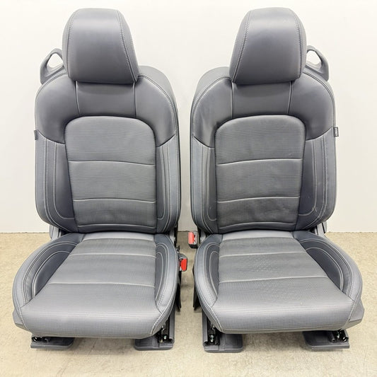 24-26 Ford Mustang GT Premium Front Seat Pair Leather Black W/ White Stitch OEM