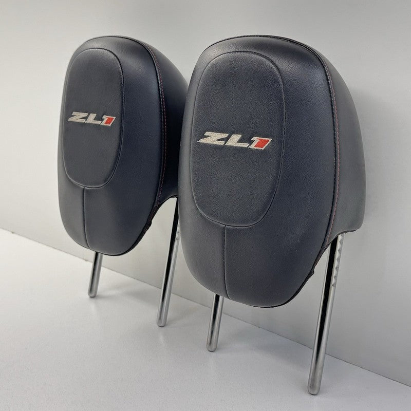 12-15 Chevrolet Camaro ZL1 Front Seat Headrest Head Rest Pair Leather Black OEM