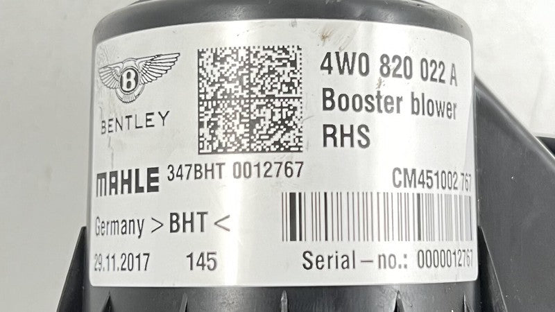 8T0 820 521 F / 8T0820521F 13-18 BENTLEY FLYING SPUR RIGHT HVAC AC AIR BOOSTER BLOWER MOTOR W/ RESISTOR OEM