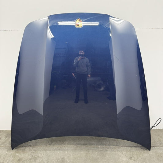 10-16 PORSCHE PANAMERA 970 HOOD PANEL COMPLETE W/ HINGES DARK BLUE METALLIC OEM