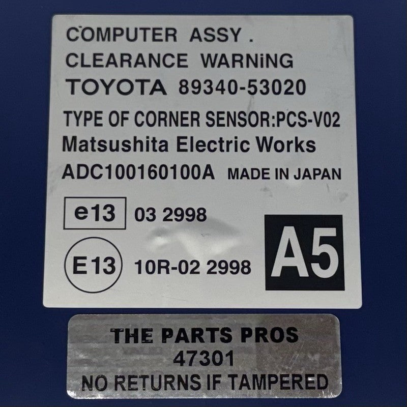 89340-53020 / 89340 53020 / 8934053020 08-12 Lexus IS F Clearance Warning Control Module 89340-53020 OEM