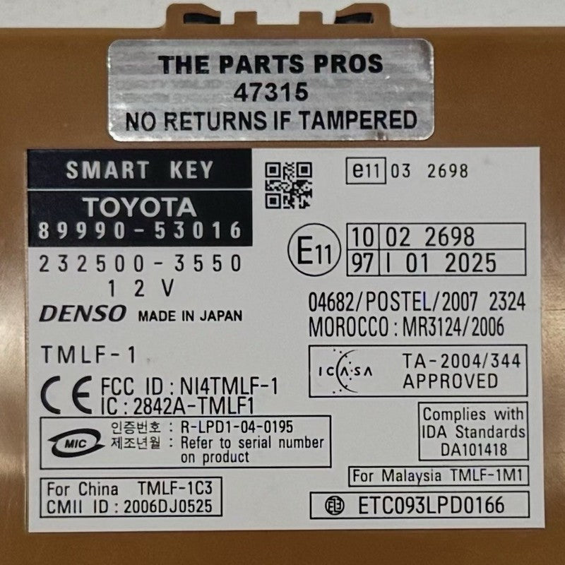 89990-53016 / 89990 53016 / 8999053016 08-09 Lexus IS250 IS350 IS F Smart Keyless Key Less Entry Control Module OEM