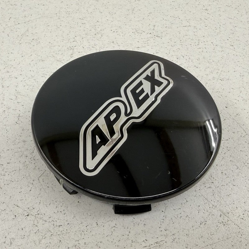 ONE (1) Apex Black Wheel Rim Center Cap USED