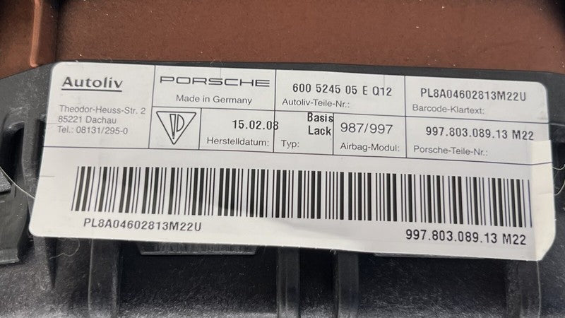 6020578 05-08 PORSCHE BOXSTER CAYMAN 987 STEERING WHEEL WITH WHEEL AIRBAG TERRACOTTA OEM