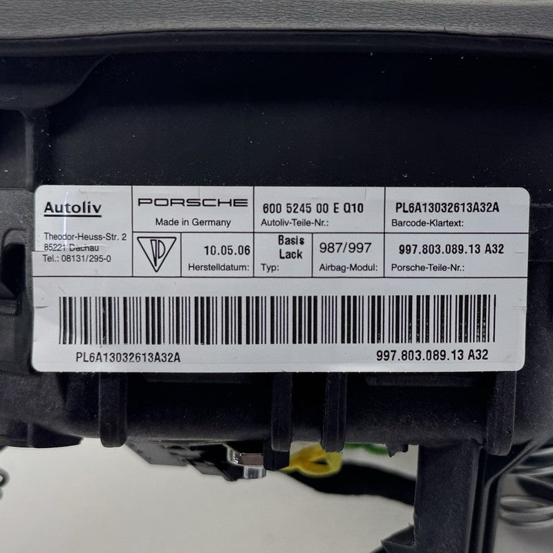 997.803.089.13 / 997 803 089 13 / 99780308913 05-08 Porsche 911 997 Boxster Cayman 987 Steering Wheel Airbag Air Bag Bla