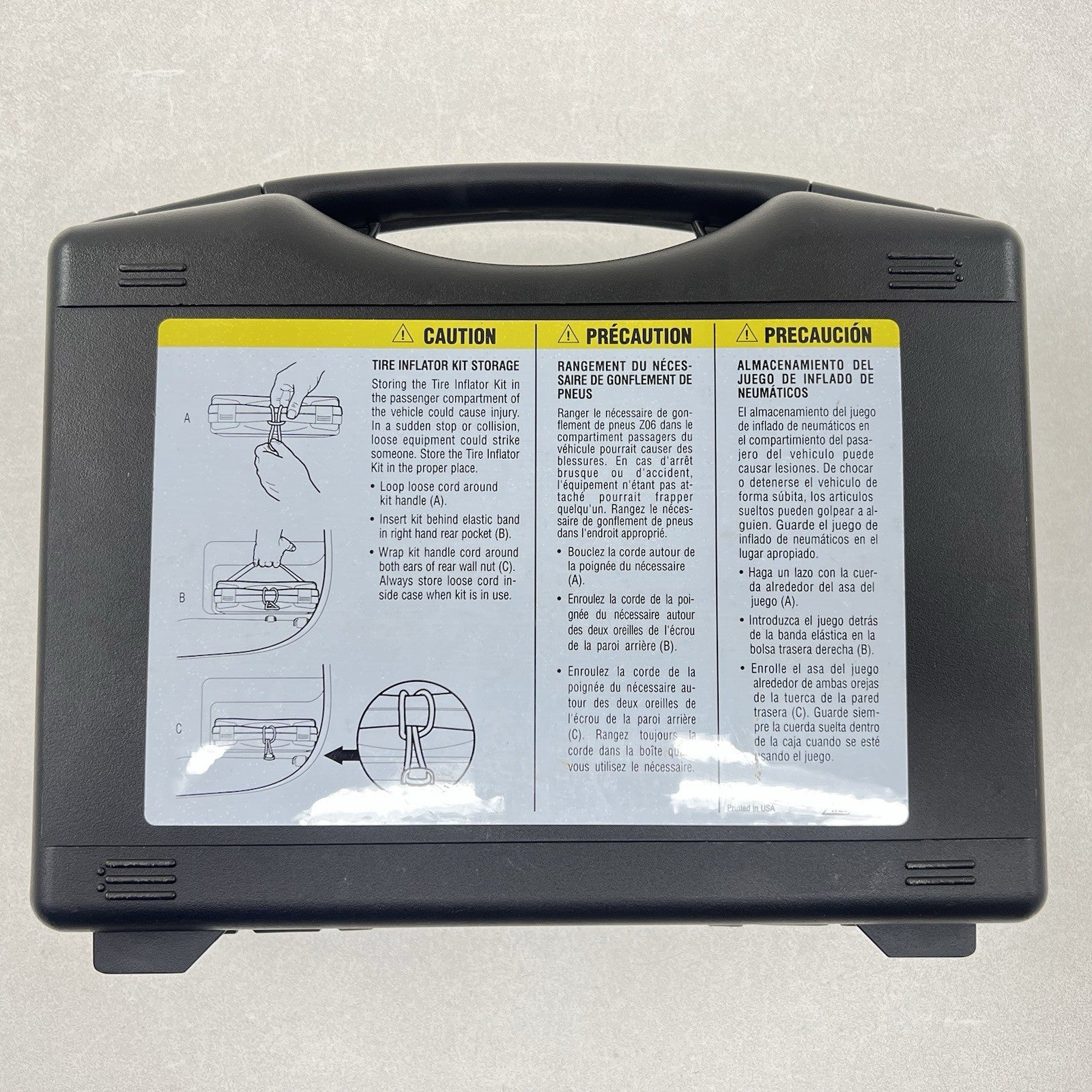 9594073 01-04 CORVETTE C5 Z06 EMERGENCY AIR COMPRESSOR TIRE INFLATION PUMP KIT OEM