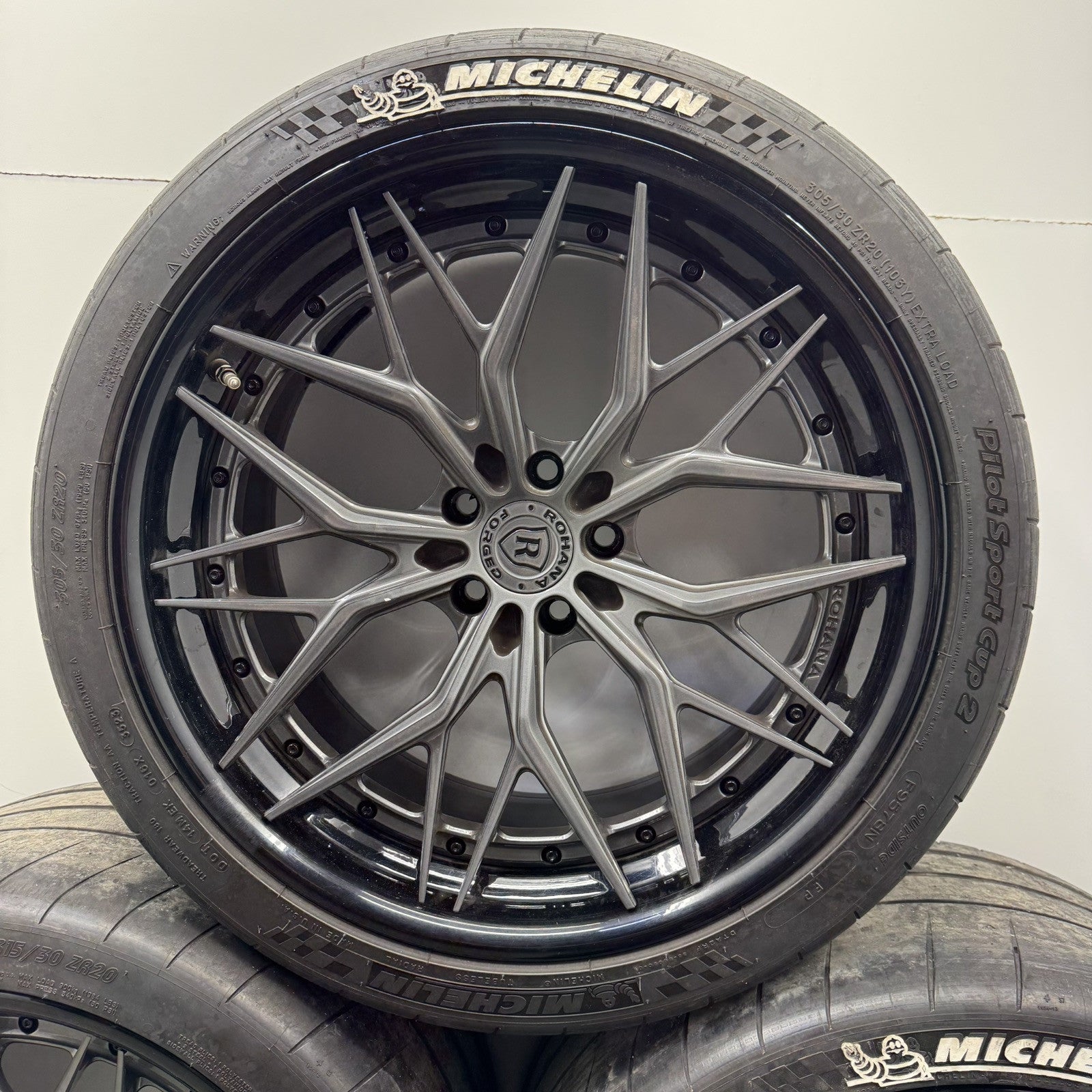 RFG19 ROHANA FORGED RFG19 TRINITY 3 PIECE WHEEL RIM WITH TIRE PARTIAL SET OF 3 *NOTE*