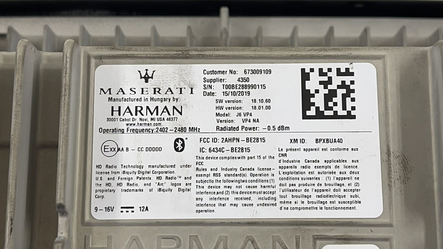 17-20 MASERATI GHIBLI TOUCH SCREEN DISPLAY RADIO COMMAND HEAD UNIT 673009109 OEM
