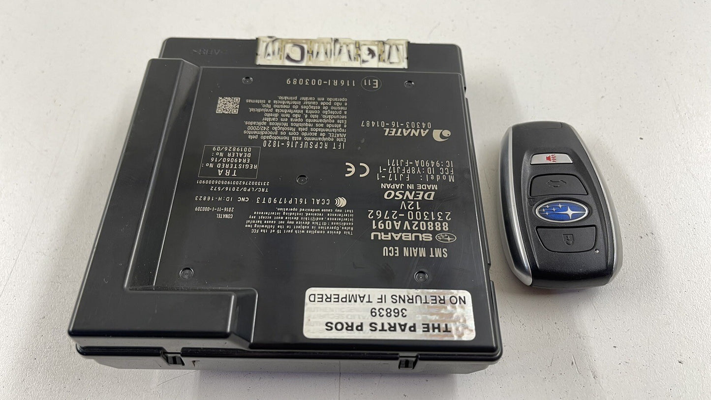 2019 SUBARU WRX STI ANTITHEFT KEYLESS ENTRY MODULE W/ KEY 888021VA091 OEM