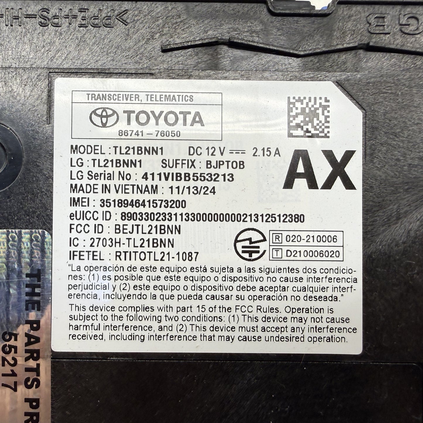 2019-2025 Toyota RAV4 Telematics Transceiver Control Module 86741-76050 OEM
