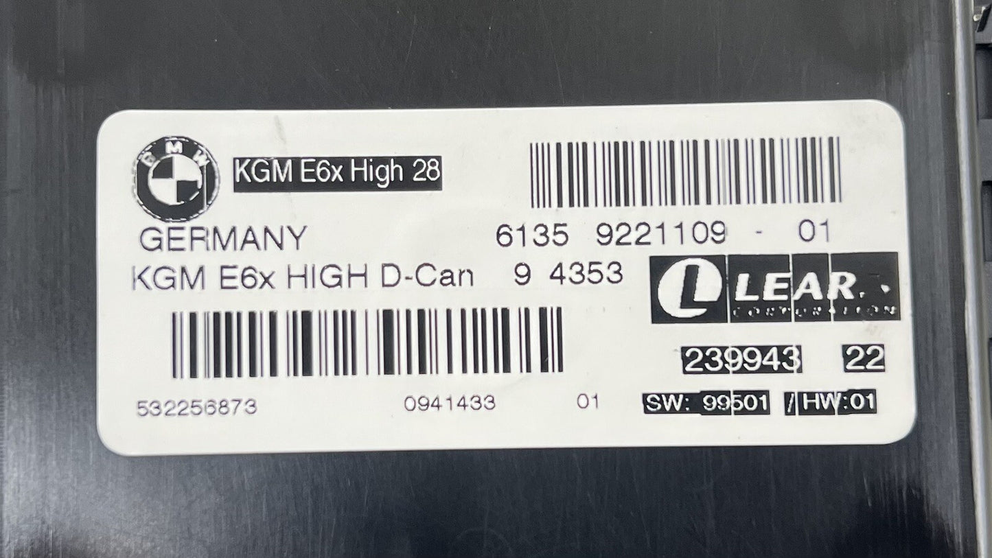 06-10 BMW M6 E63 E64 BODY CONTROL MODULE HIGH GATEWAY BCM KGM 9221109 OEM