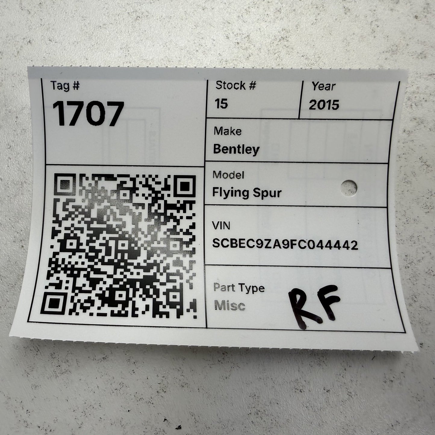 2014-2018 Bentley Flying Spur Right Front Power Seat Control Switch OEM