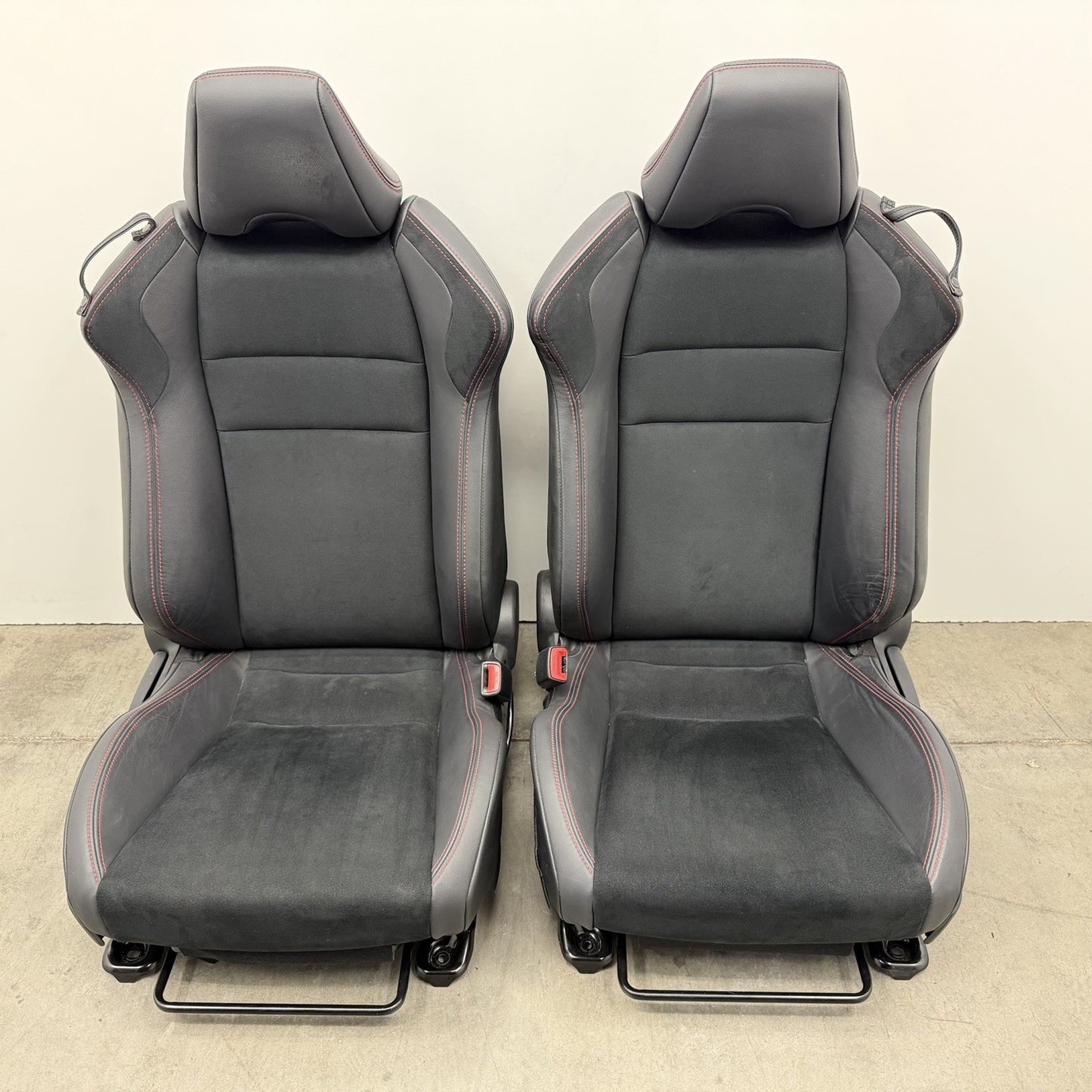 13-20 Subaru BRZ Limited Front Seat Pair Suede Black W/ Red Stitching OEM