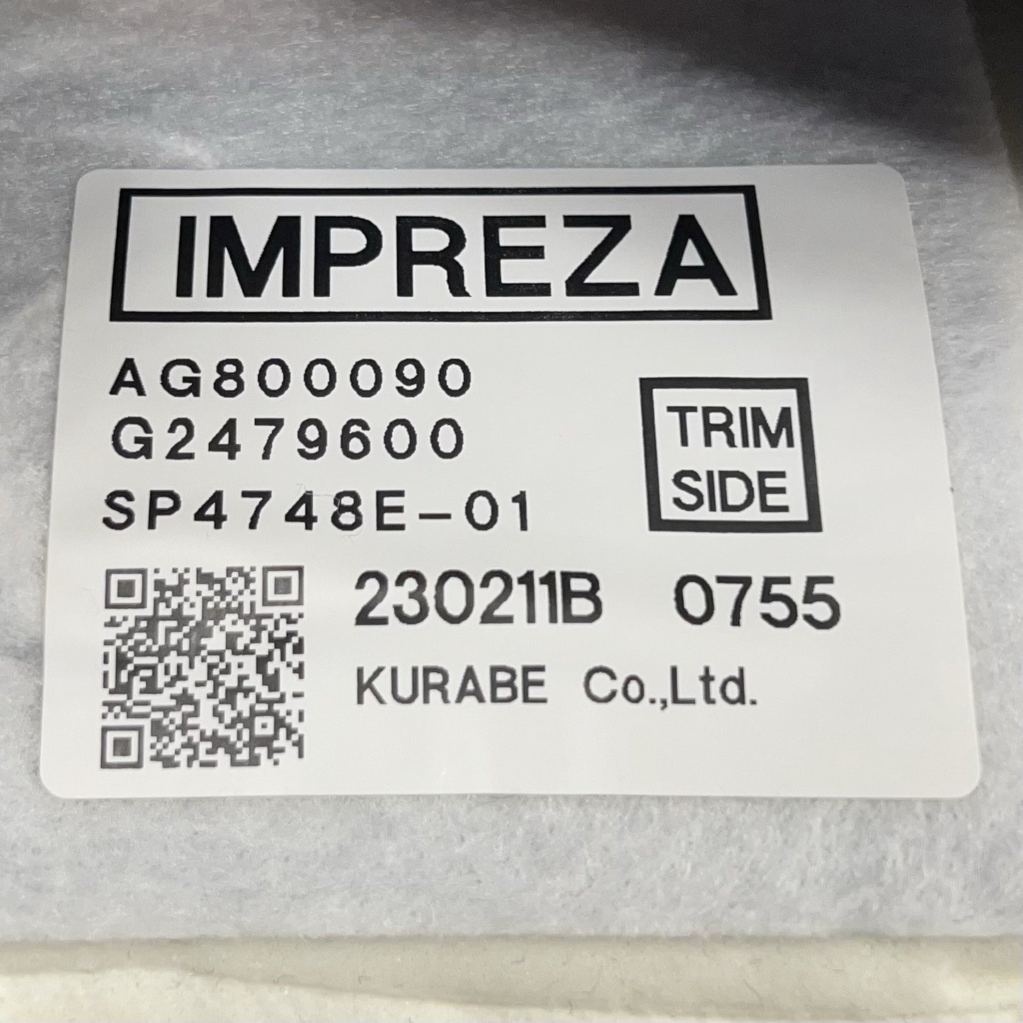 24-25 SUBARU CROSSTREK LIMITED RIGHT FRONT LOWER SEAT CUSHION COVER OEM