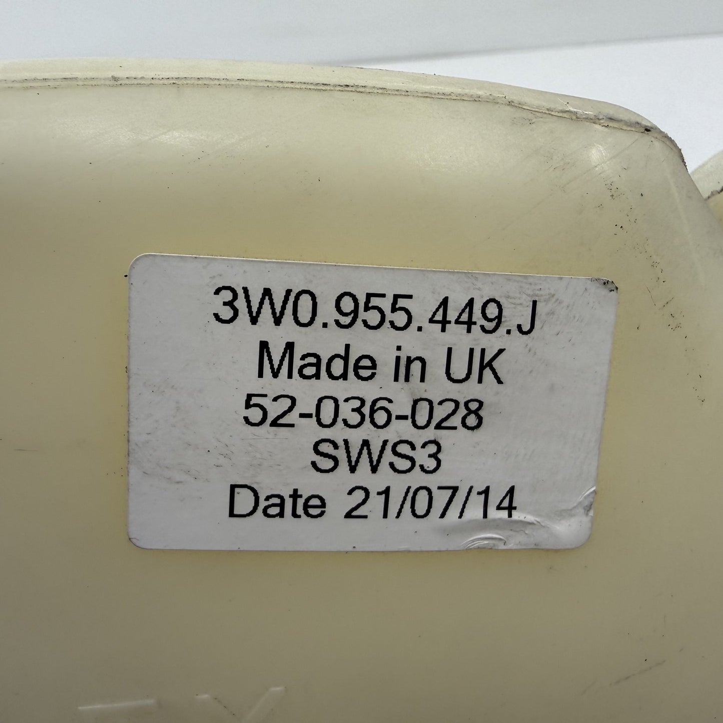 2014-2018 Bentley Flying Spur Windshield Washer Reservoir Bottle 3W0955449J OEM