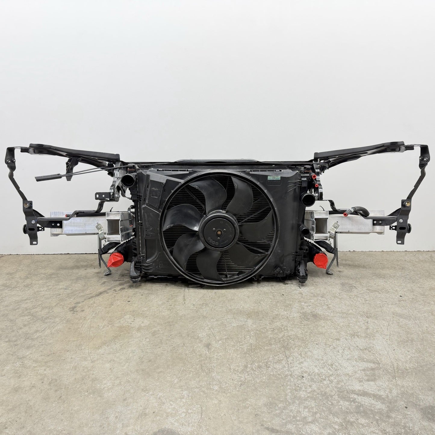12-14 Mercedes W204 C250 Radiator Support W/ Rebar & Radiator Fan Assembly OEM