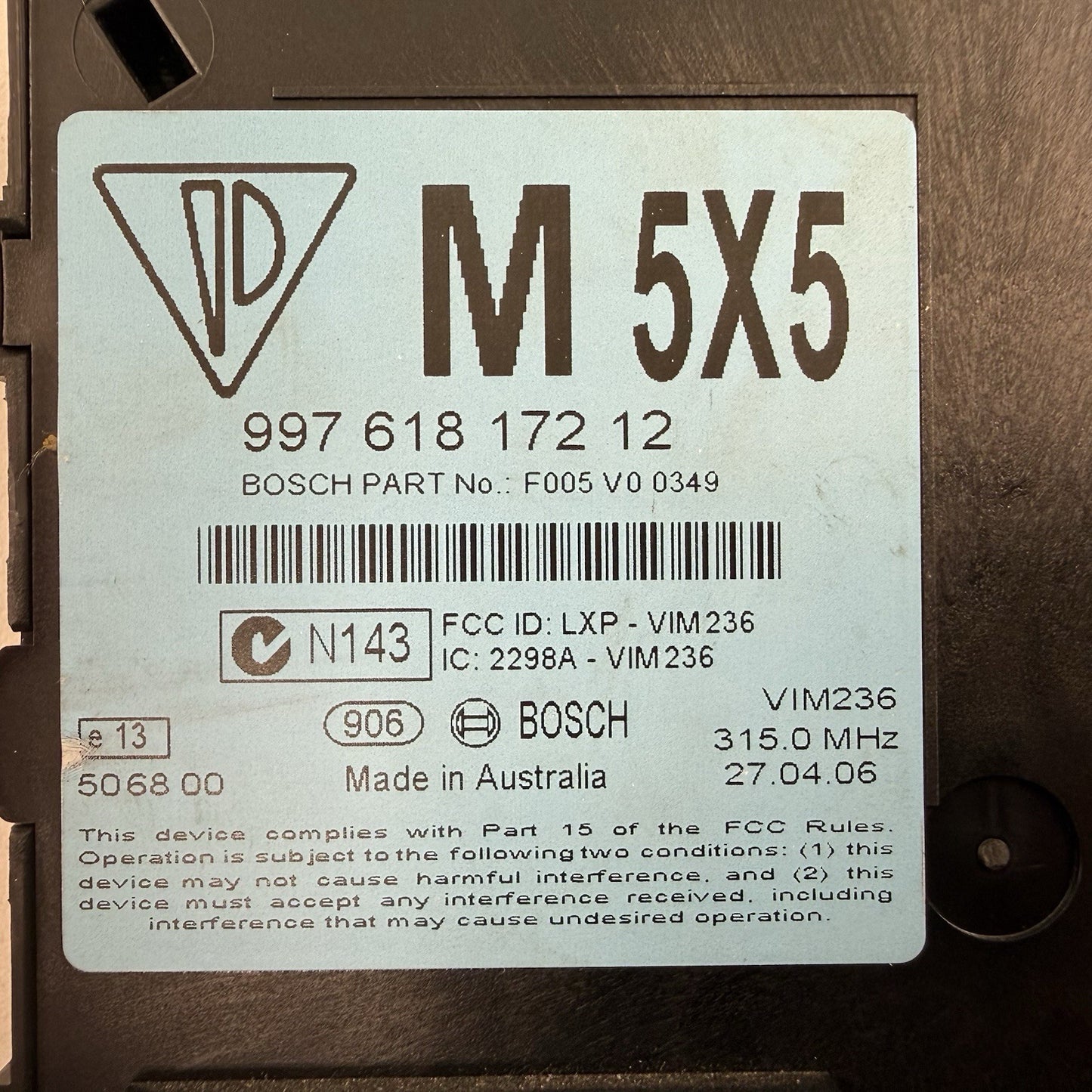 05-12 Porsche 911 997 Boxster Cayman 987 Anti Theft Locking Control Module OEM