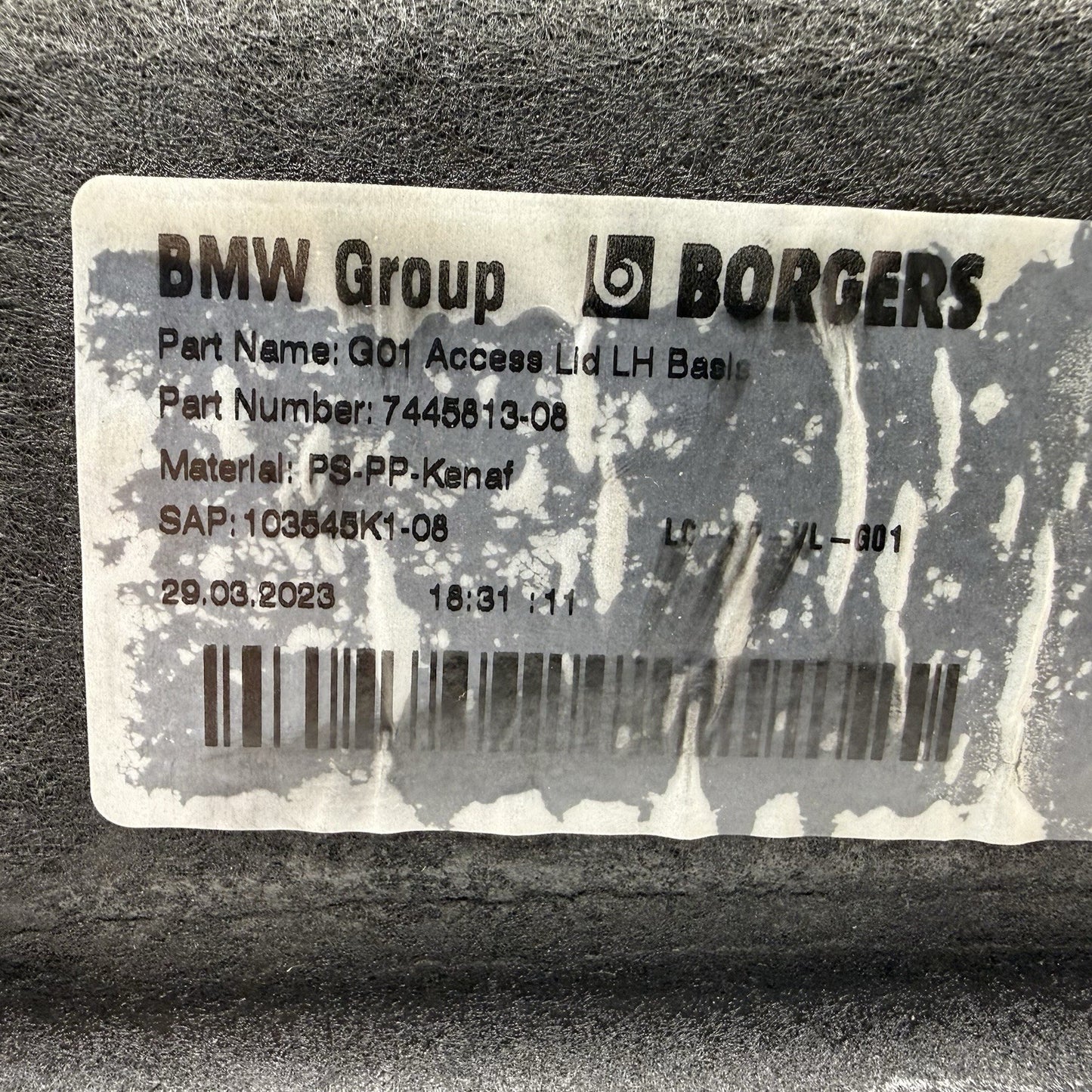 18-24 BMW G01 X3 Left Rear Quarter Panel Cover Trim Access Lid 7445813 OEM