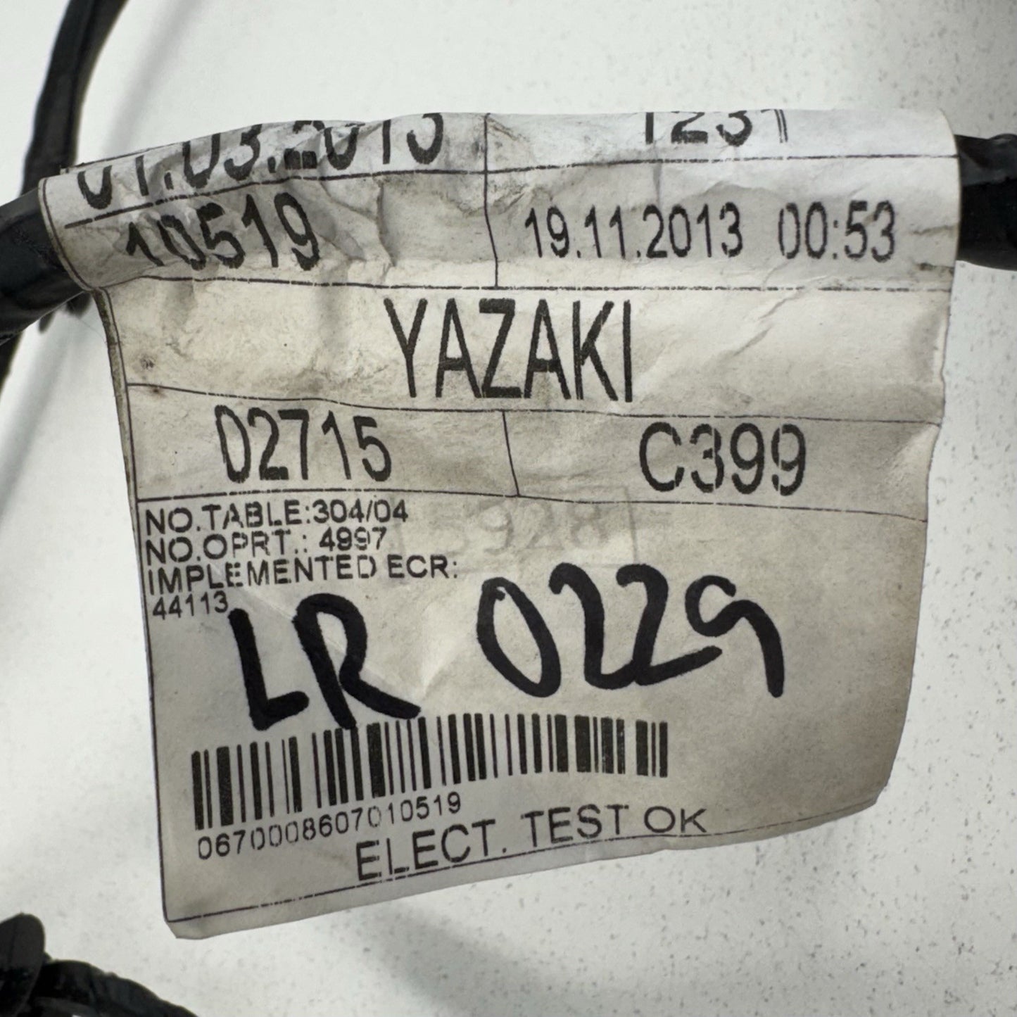 14-20 Maserati Ghibli Driver Left Rear Door Wiring Wire Harness 670008607 OEM