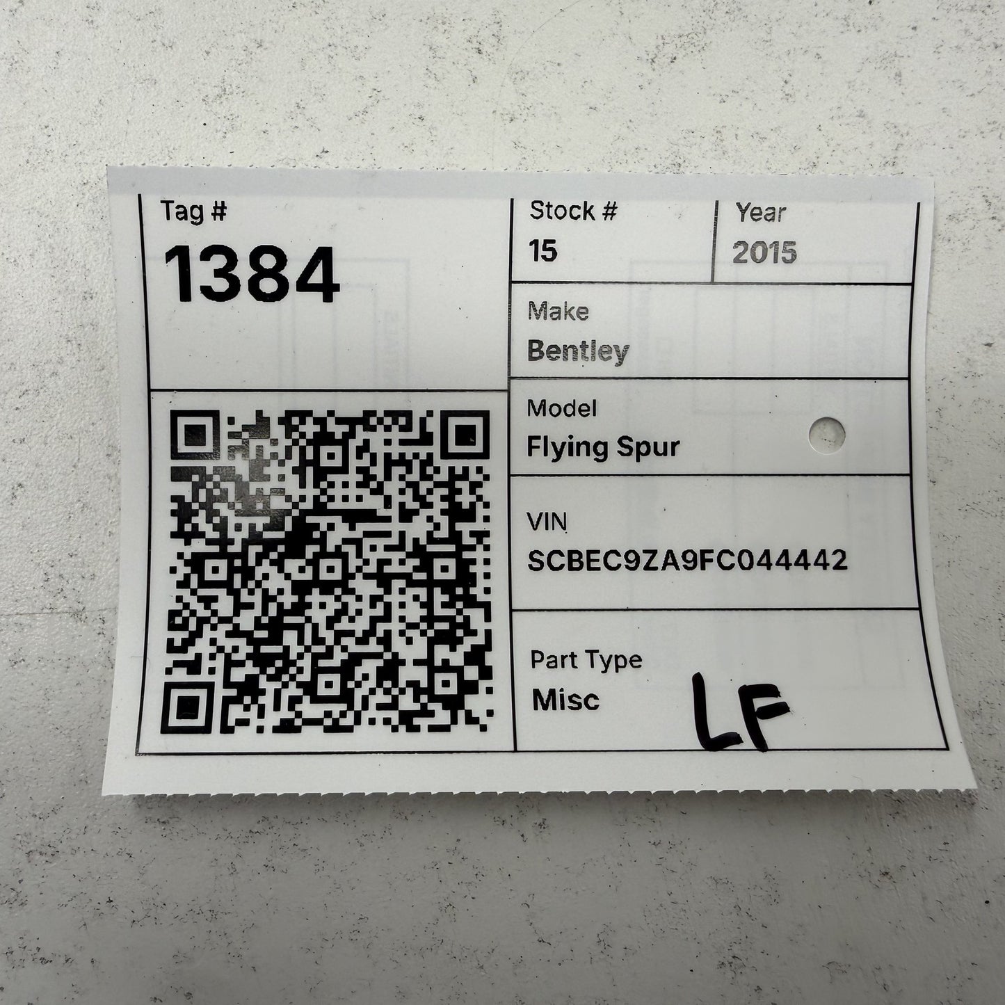 2014-2018 Bentley Flying Spur Driver Left Front Seatbelt Seat Belt Retractor OEM