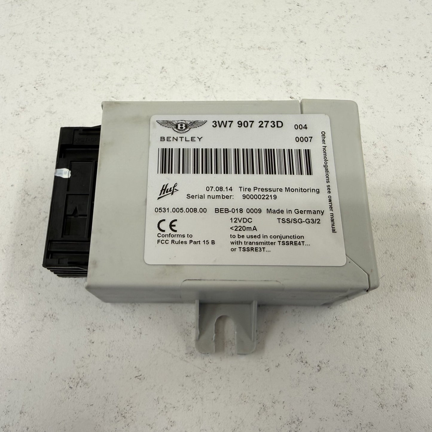 14-18 Bentley Flying Spur TPMS Tire Pressure Monitoring Module 3W7907273D OEM