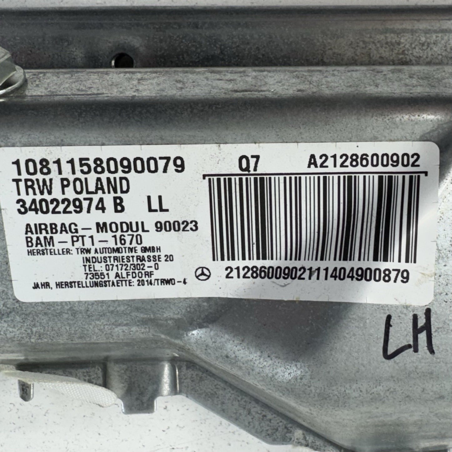 12-18 Mercedes W218 CLS550 Driver Left Front Knee Airbag Air Bag 2128600902 OEM