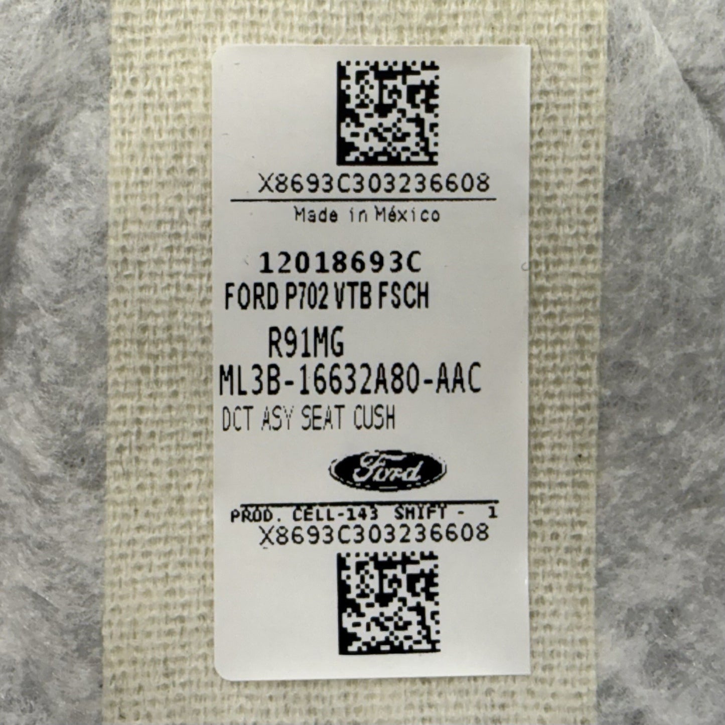 24-26 Ford Mustang Right Front Lower Seat Cushion Leather Space Gray OEM
