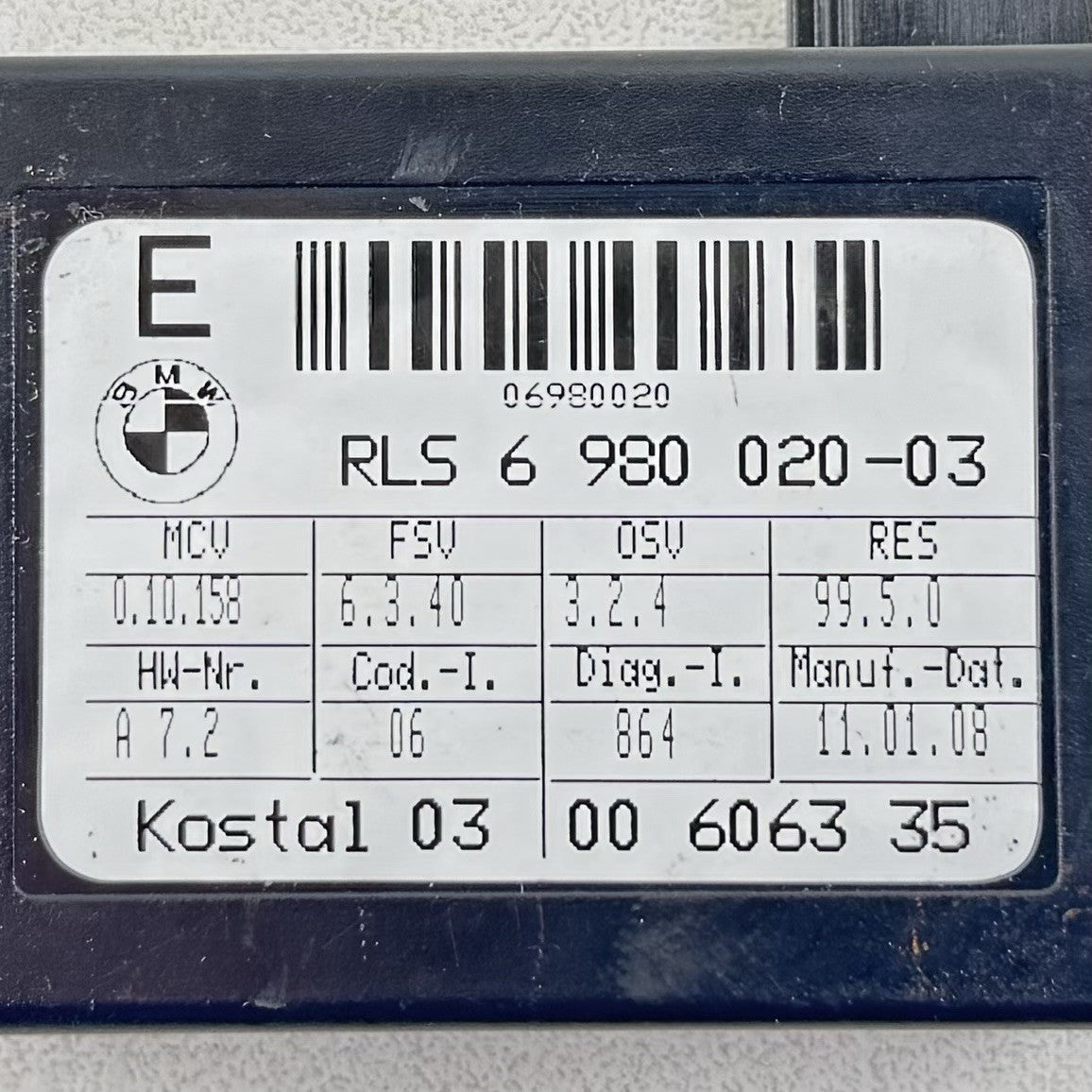 06-10 BMW M6 E63 E64 Front Windshield Rain Sensor Light Sensor 6980020 OEM