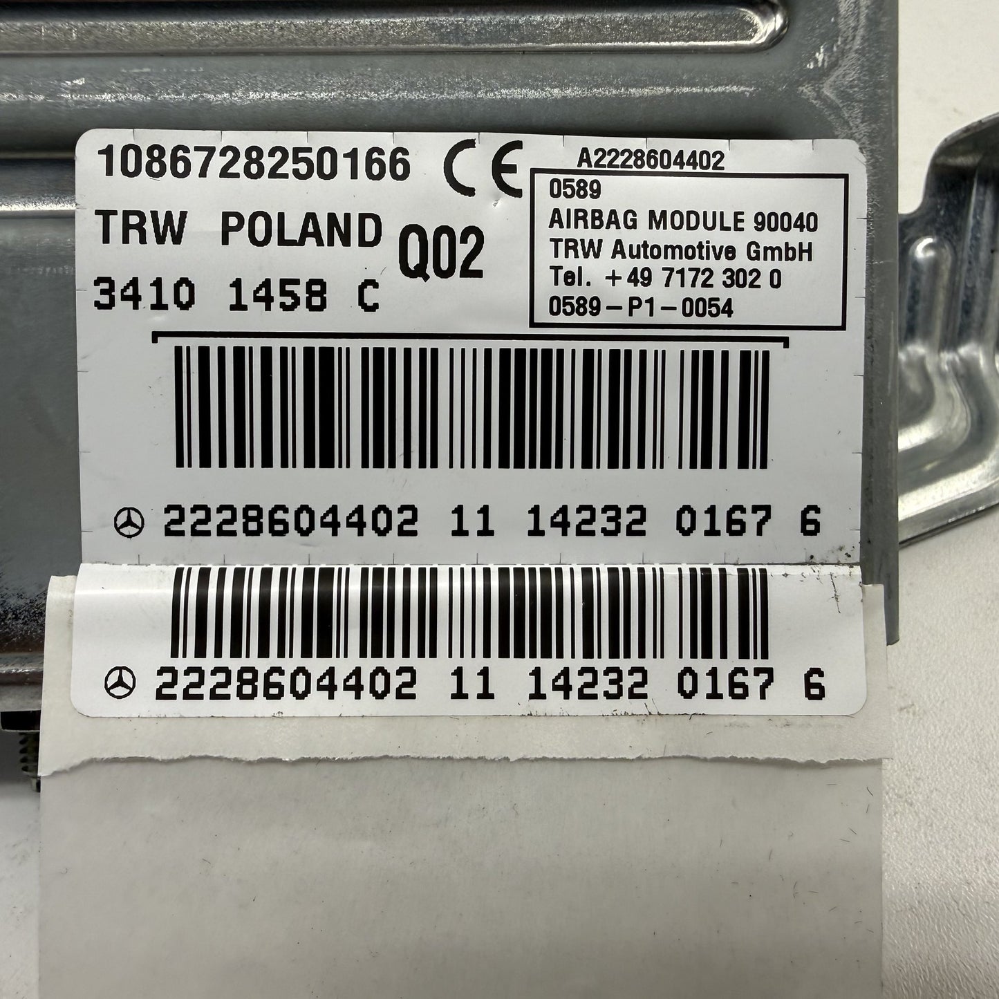 2014-2020 Mercedes-Benz S550 W222 Passenger Right Rear Seat Airbag Air Bag OEM