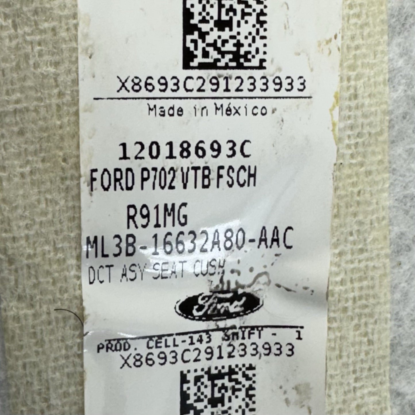 24-26 Ford Mustang Driver Left Front Lower Seat Cushion Leather Space Gray OEM