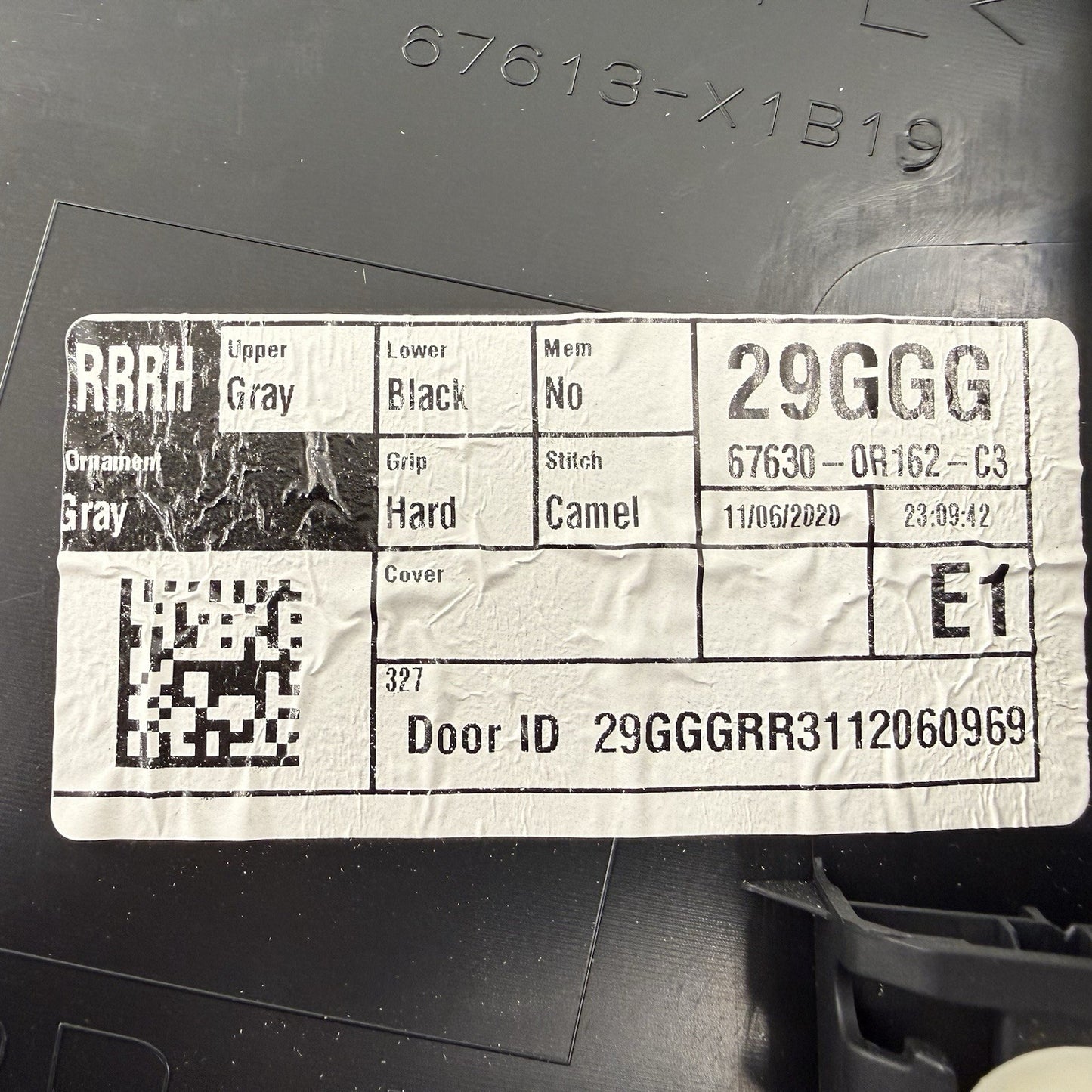 19-25 Toyota RAV4 Passenger Right Rear Door Panel Interior Trim Gray Leather OEM