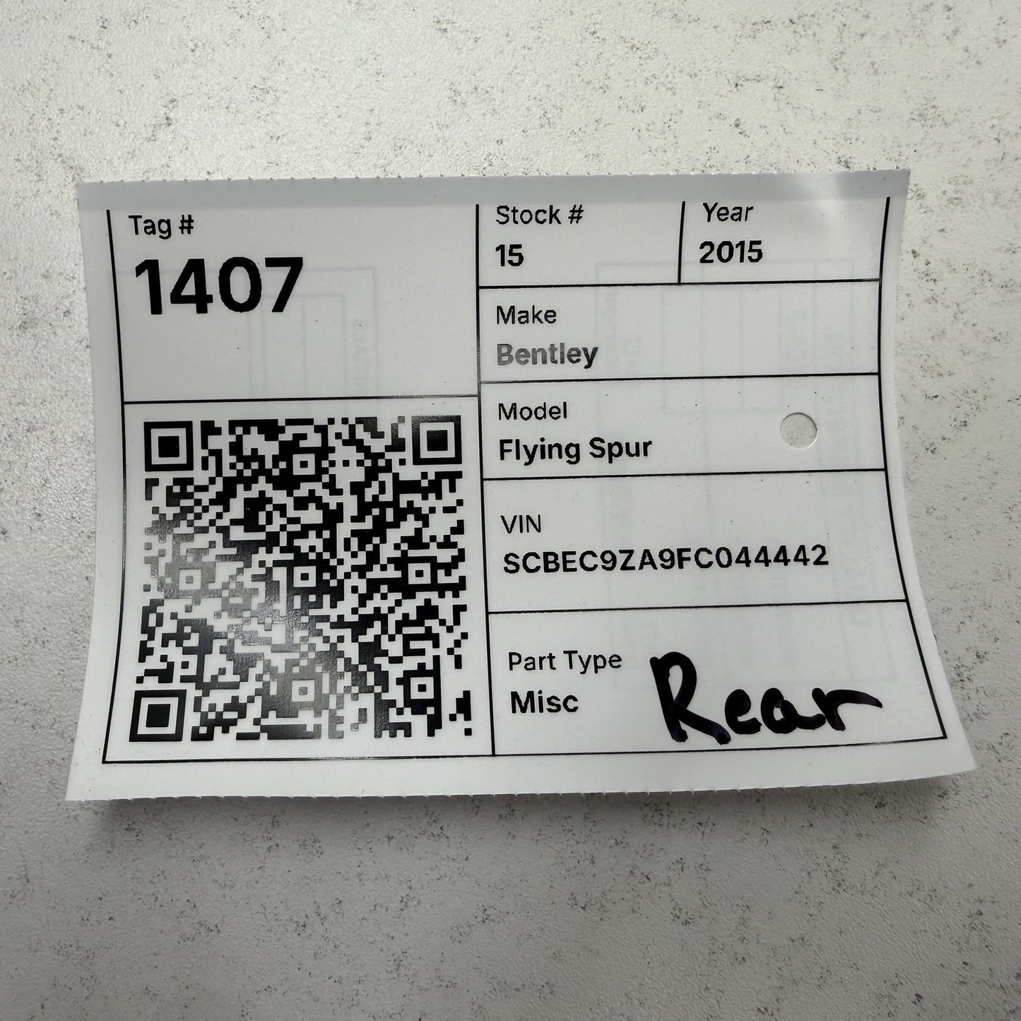 14-18 Bentley Flying Spur Rear Bumper Reinforcement Bar Crash Impact Beam OEM