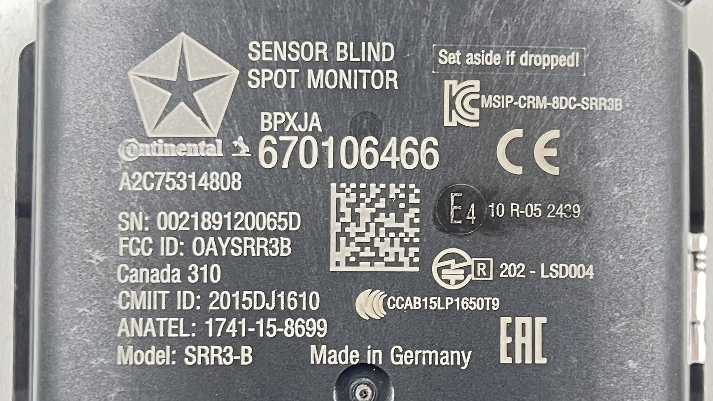 17-23 MASERATI GHIBLI REAR BLIND SPOT SENSOR RADAR MONITOR MODULE 670106466 OEM