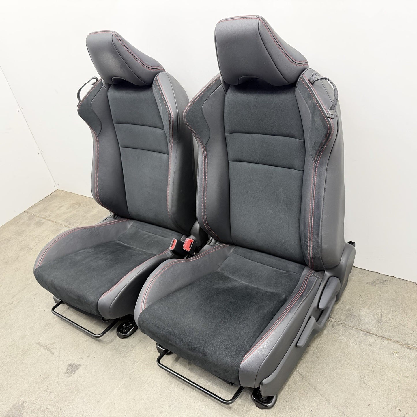 13-20 Subaru BRZ Limited Front Seat Pair Suede Black W/ Red Stitching OEM
