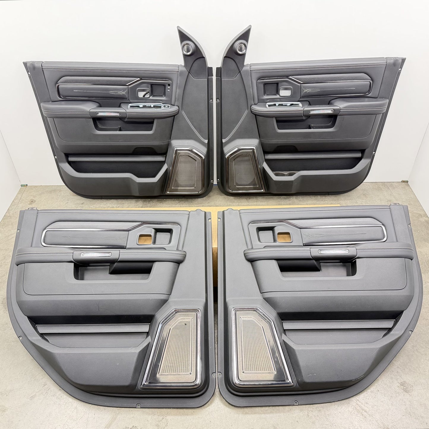 2019-2024 Ram 2500 3500 4500 5500 Limited Interior Door Trim Panel Set Black OEM