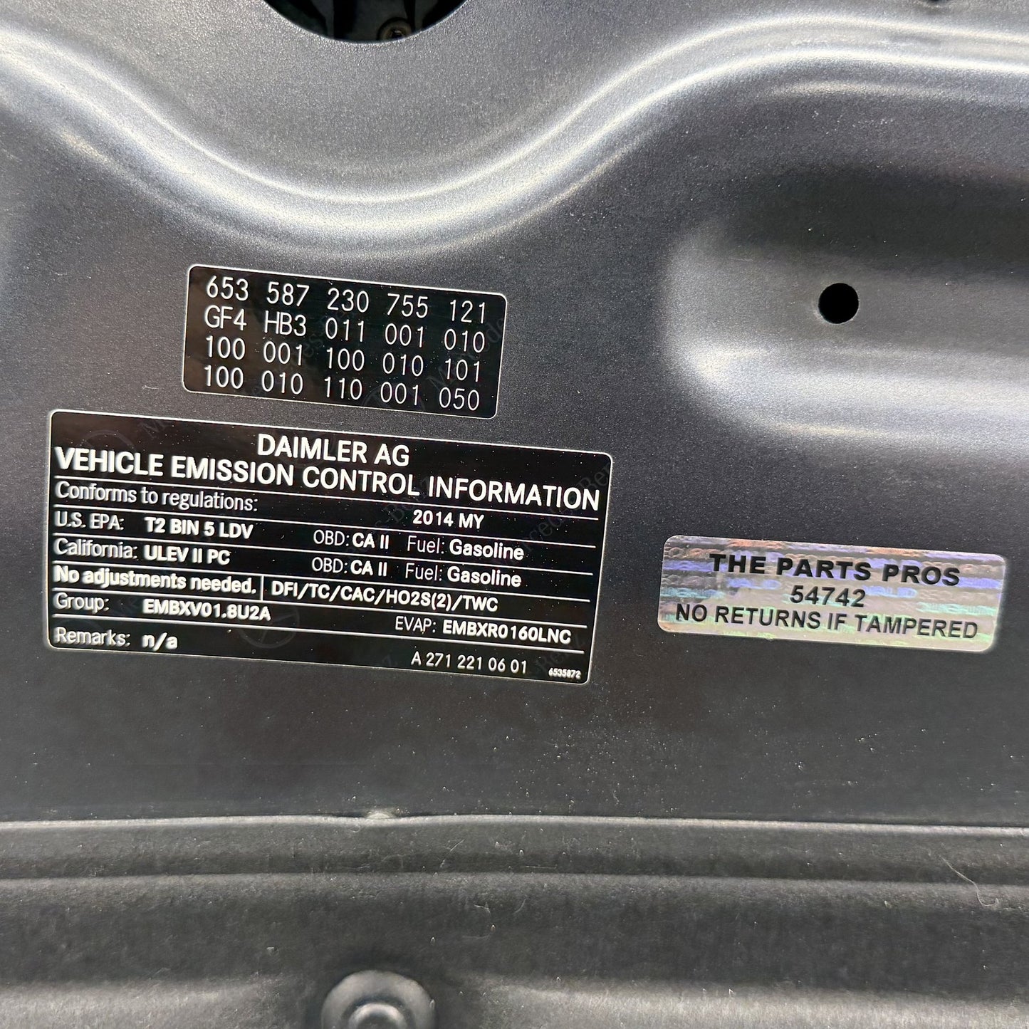 2012-2014 Mercedes-Benz C250 W204 Front Hood Panel Iridium Silver Metallic OEM