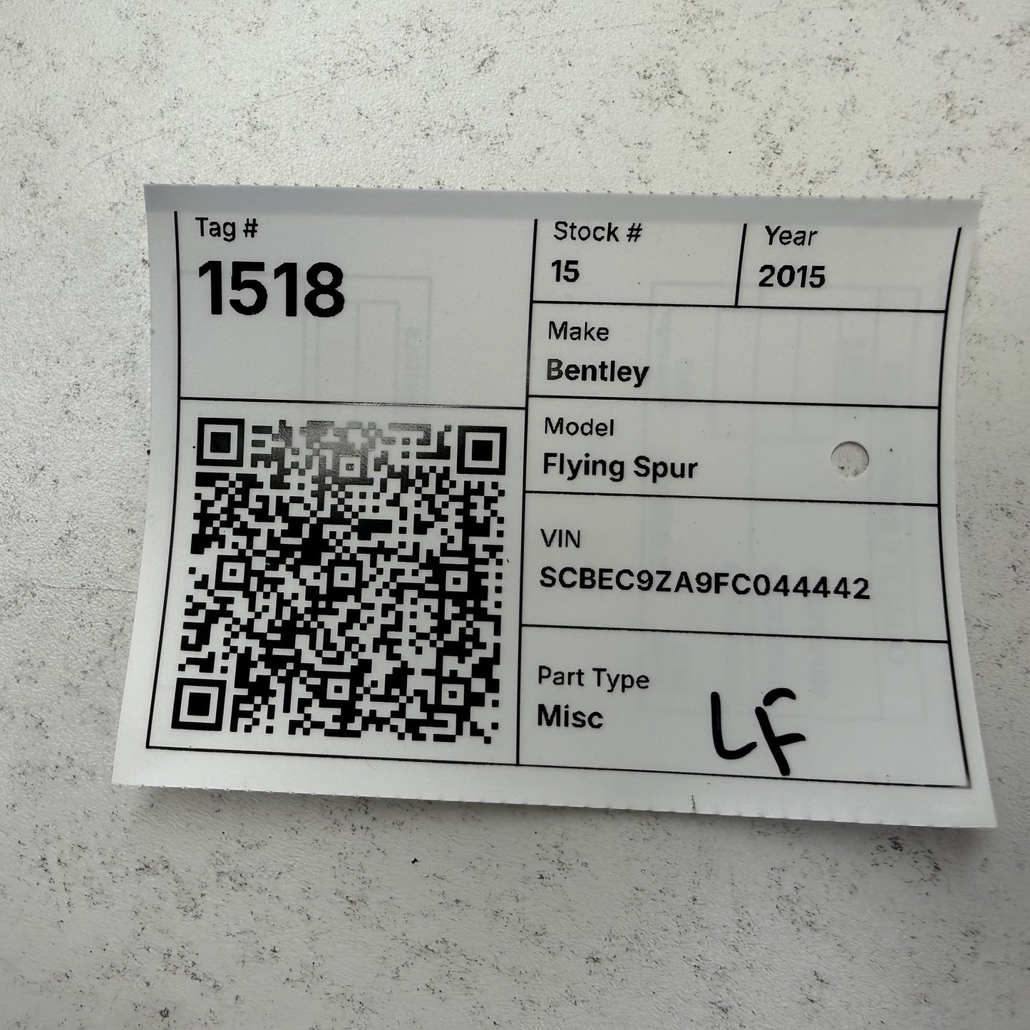 2014-2018 Bentley Flying Spur Left Front Suspension Ride Height Level Sensor OEM