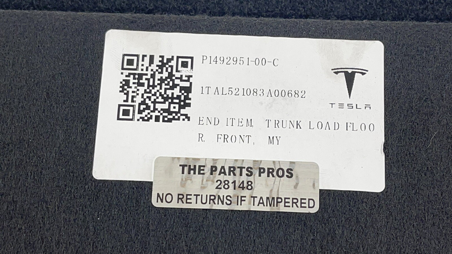 20-23 TESLA MODEL Y TRUNK LOAD FRONT FLOOR SECTION BOARD CARPET 1492951-00-C OEM